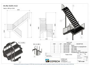 Tegning af trappe til byggeri